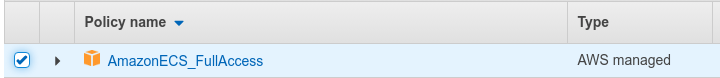 A selected AmazonECS_FullAccess policy.